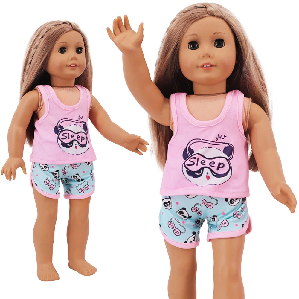 18 inch American girl doll summer short sleeved pajama doll changing shorts set with multiple styles