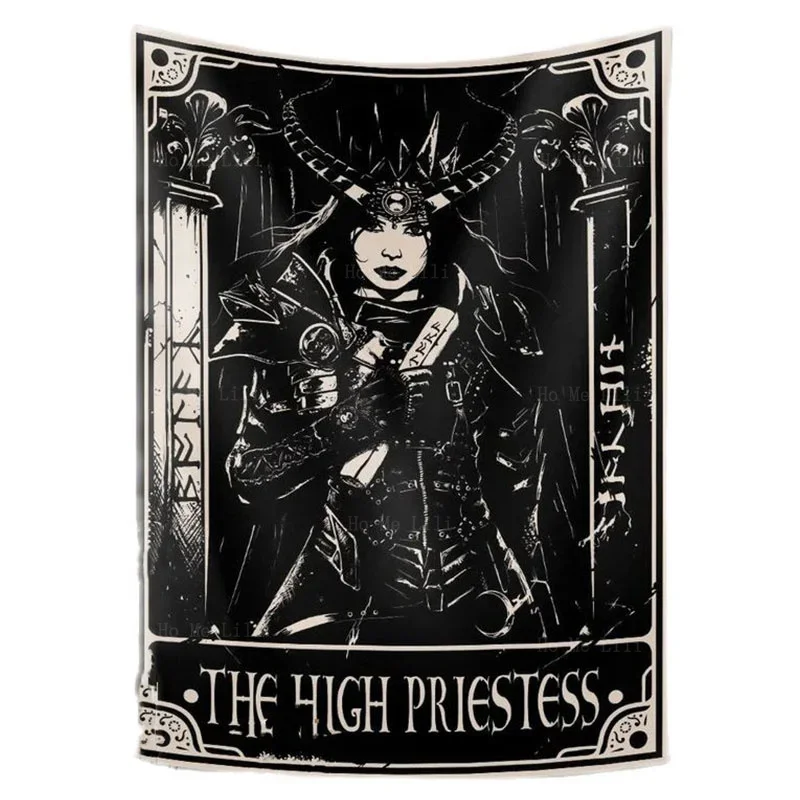 Magician Justice The High Priestess Vintage Tarot Cards Tapestry Astrology Divination Black White Wall Hanging Decor