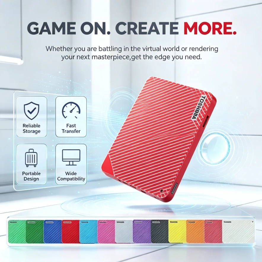 Original A3-5 Portable External Hard Drive Army Green/Red/Yellow Large Capacity Storage Disk for Laptop Desktop Notebook Backup