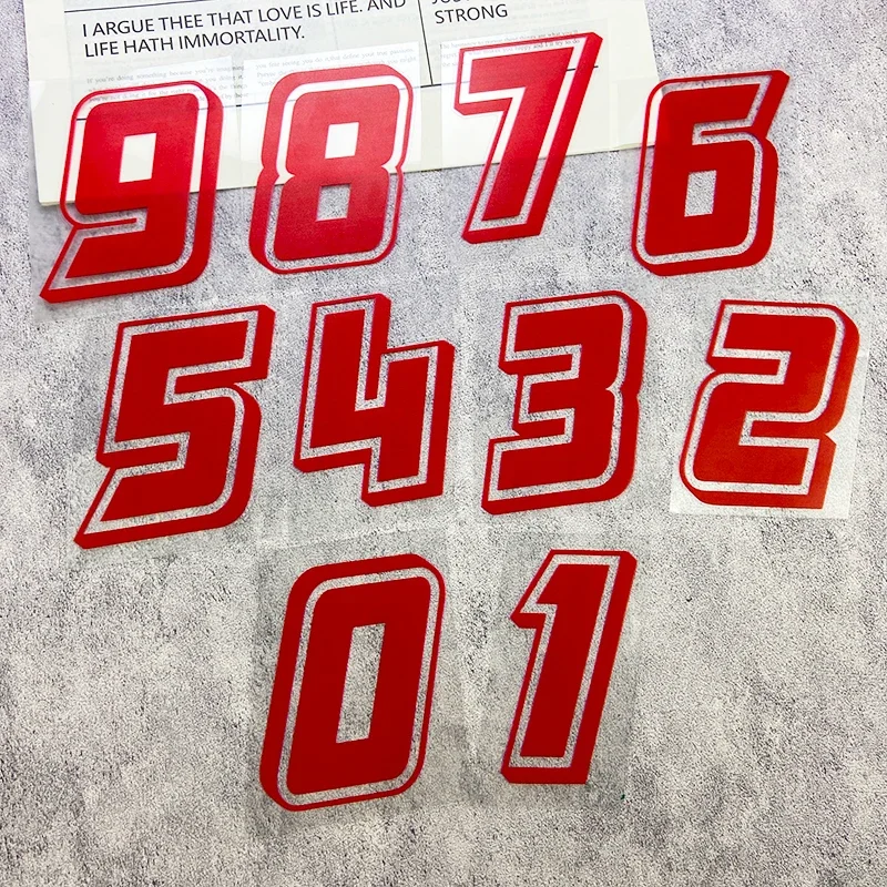 Motorcycle Racing Number Sticker 1Pc 0-9 Waterproof PVC Vinyl Decal Self Adhesive Scooter Fairing Fuel Tank Helmet Accessories