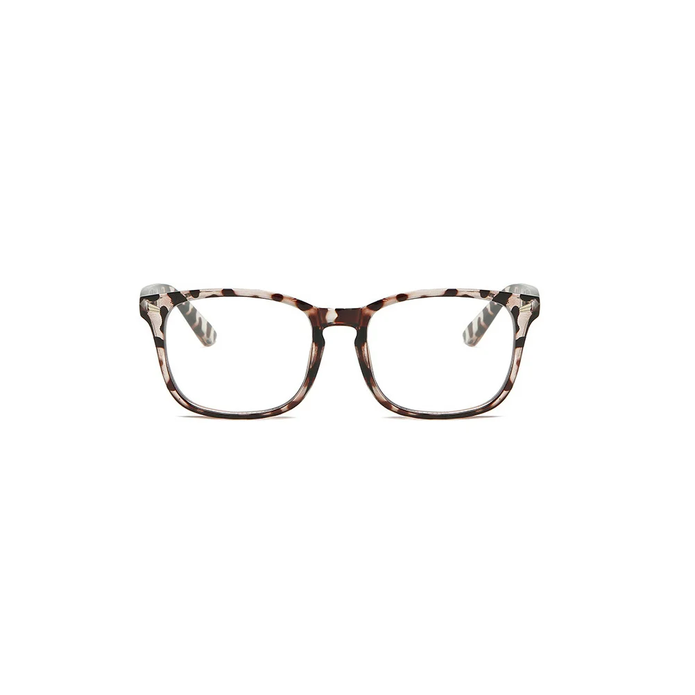 

2Pcs Anti-Blue Light Glasses Frame Vintage Eyeglasses Frame Fashion Transparent Dark Brown White Pattern for Office School Eye