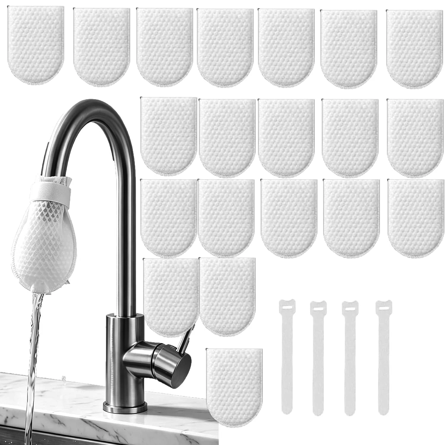 Filtre à eau jetable pour robinet, sac en coton épaissi anti-éclaboussures pour éliminer les sédiments et les tartres, outils de cuisine et de salle de bain