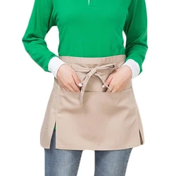 Men Women Kitchen Restaurant Waist Apron Solid Color Half Short Apron Adjusted With Pockets Pen for Server Waiter