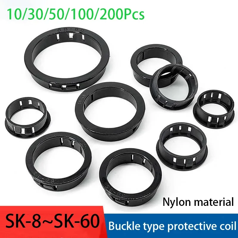 Protective Ring Black Round Nylon Snap-on Wire Grommet Computer Desk Wire Hole Cover Seal Ring Hole Plug Cable Protector