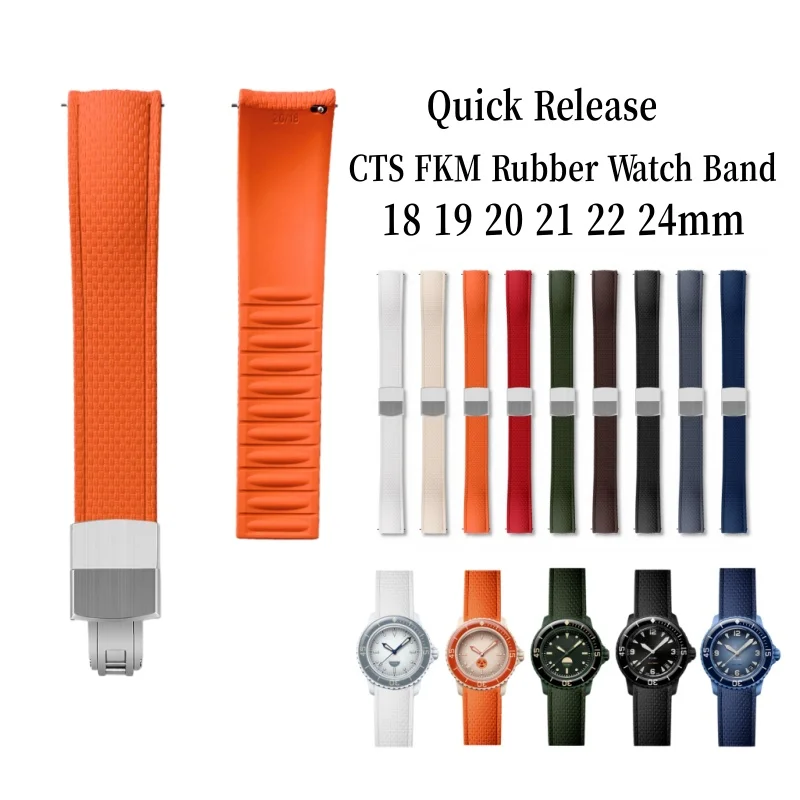 

18mm 19mm 20mm 21mm 22mm 24mm Curved End Sailcloth FKM Rubber Universal CTS Watch Band Fit For Omega/Tudor/Rolex