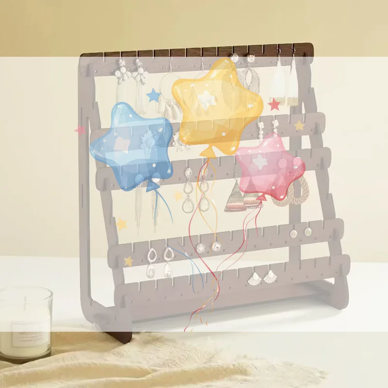 

Multilayer Wooden Earring Stand Holder High-capacity Jewelry Storage Organizer Display Rack For Home Living Room Bedroom Desktop