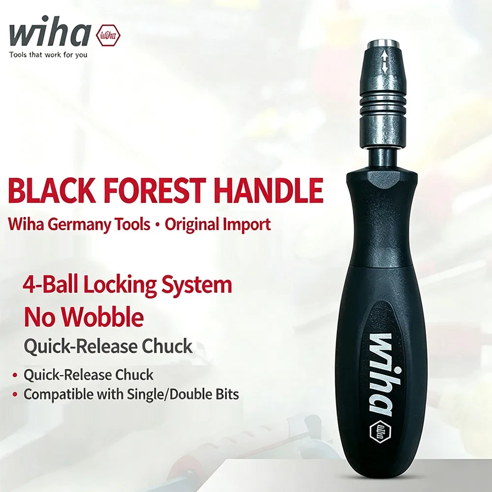 Wiha 47340 Screwdriver Bit Holder Handle 1/4" Bit Not Included Ergonomic Non‑Slip Hand Grip for C6.3 Bits CentroFix Locking