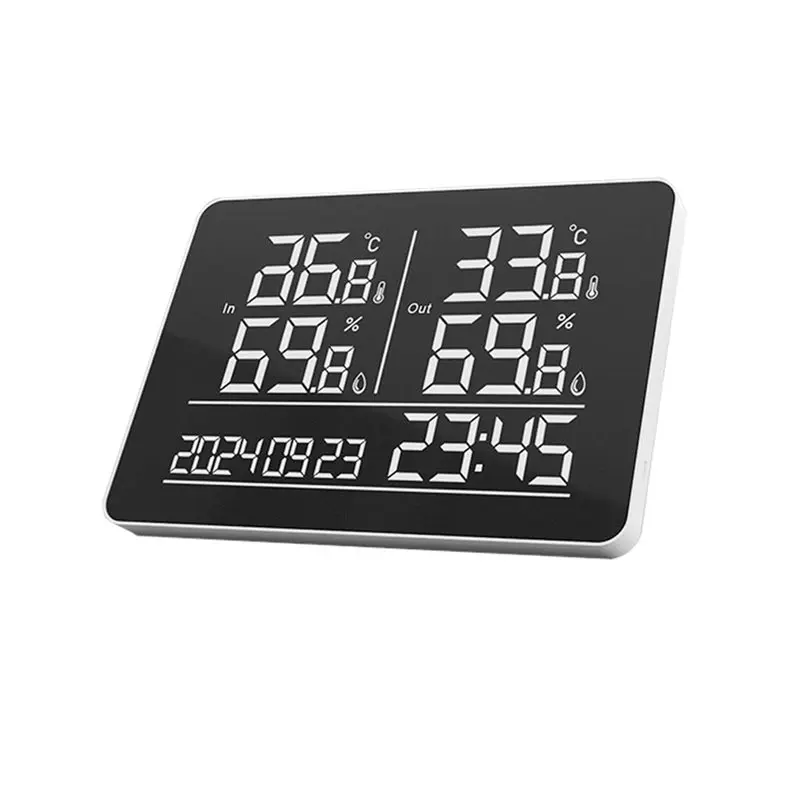 

ABRW-Desktop Wall-Mounted Indoor/Outdoor Thermometer Hygrometer Time And Date Display Temperature Humidity Monitor