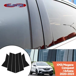 Glossy Black Carbon Fiber Window Door Deal B C Pillar Post Cover For Renault XM3 Megane Conquest Arkana 2020-2023 2021 2022