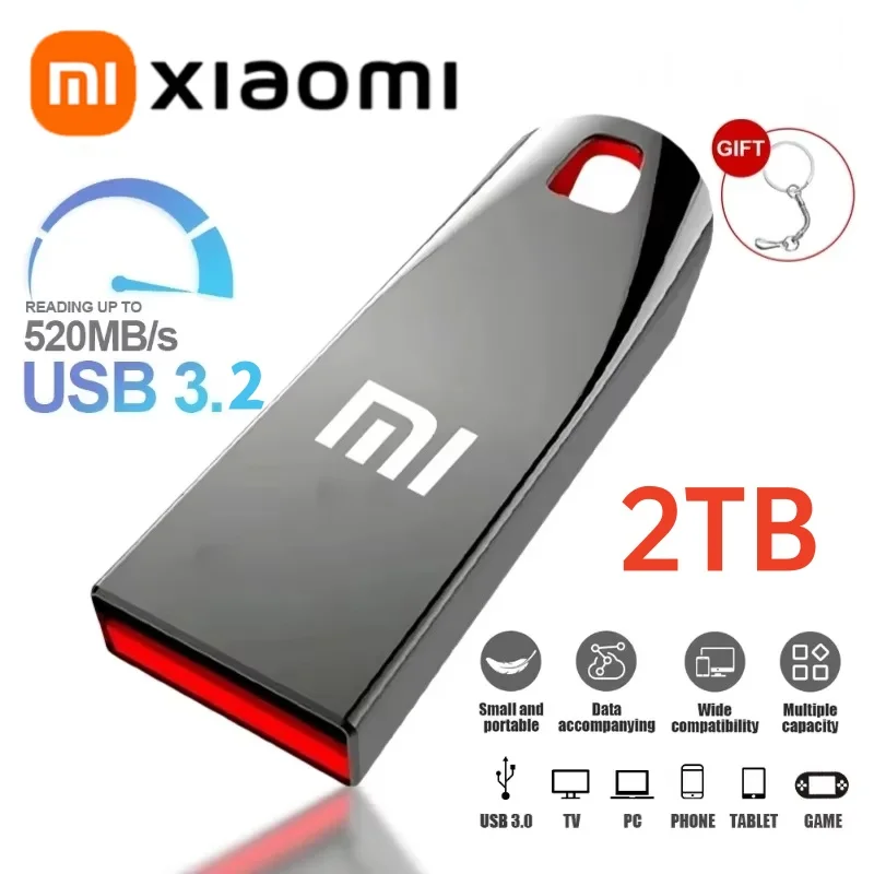 Xiaomi Mijia 2TB USB 3.2 Metal Flash Drives High Speed Pendrive 1TB 512GB 256GB Portable Usb Drive Waterproof Memoria U Disk