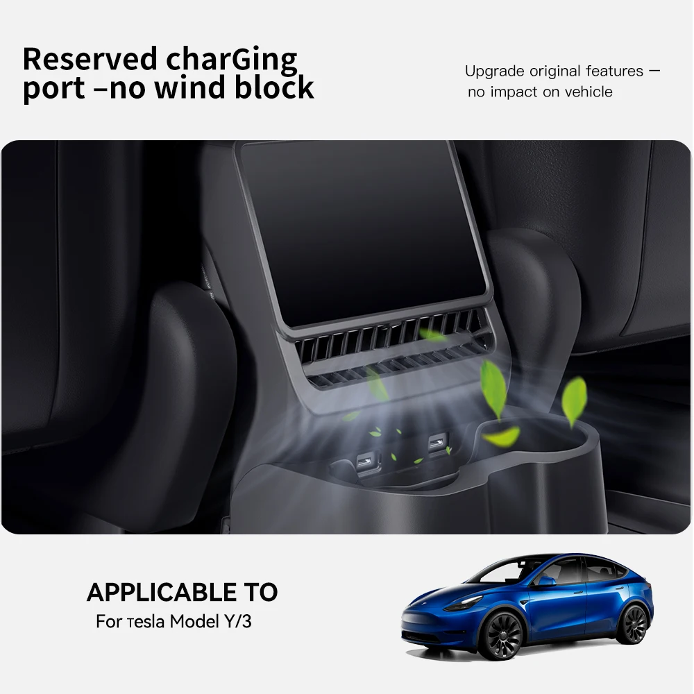 YZ For Tesla Model 3/Y Highland Juniper Rear Center Console Air Outlet Cover Organizer Storage Box Cup Holder Car Accessories view 3