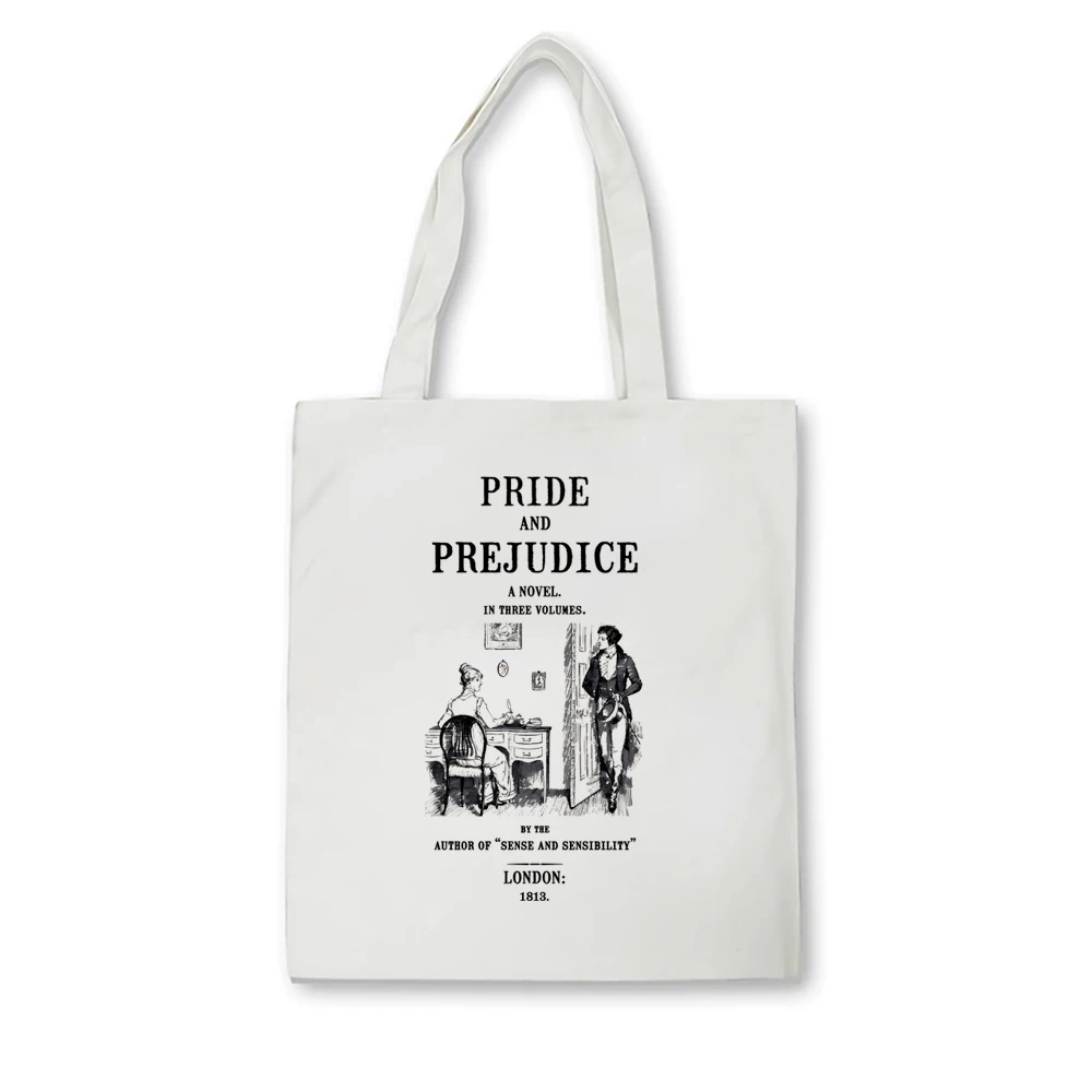 Jane Austen Tote Bags borsa per la spesa Vintage Pride and fortight Pemberley Mr Darcy Bookish Trravel Bag Book Lover Gift