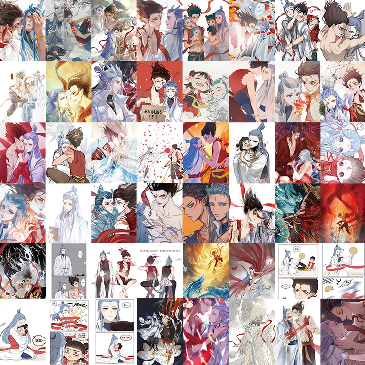 64PCS Cartoon Nezha Ao Bing Sticker Aesthetic Children's Decoration Scrapbooking Sketchbook Korean Stationery School Supplies