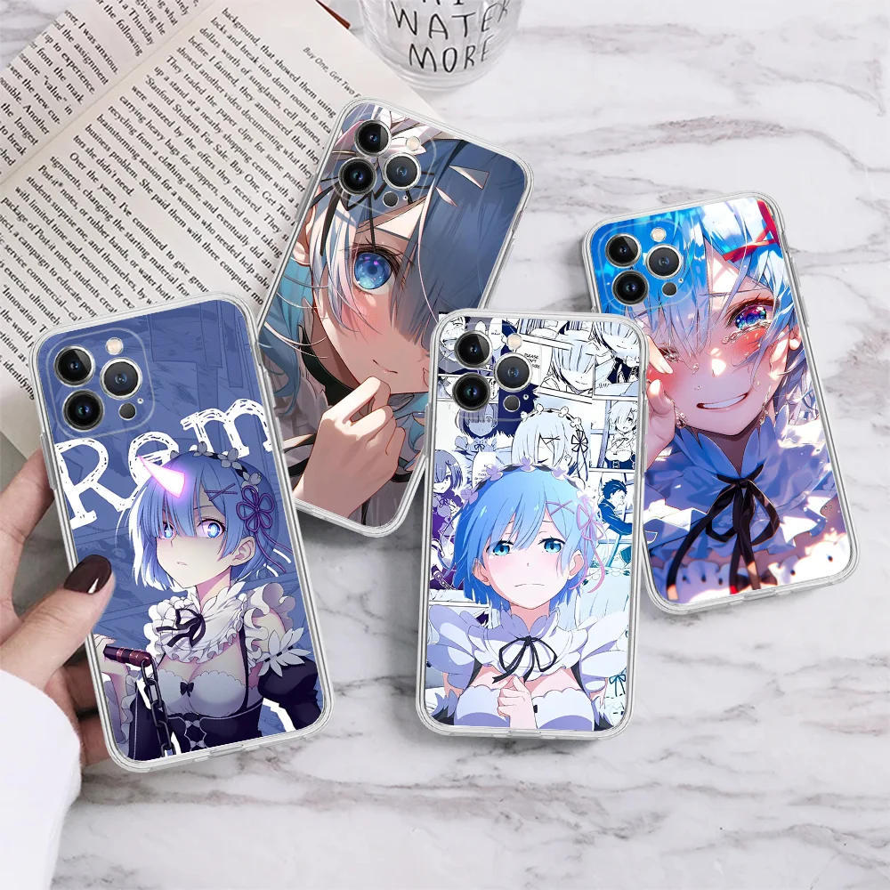 Rem Japanese Anime Phone Case Silicone Soft For Iphone 15 14 13 12 11 Pro Mini XS MAX 8 7 6 Plus X XS XR Cover