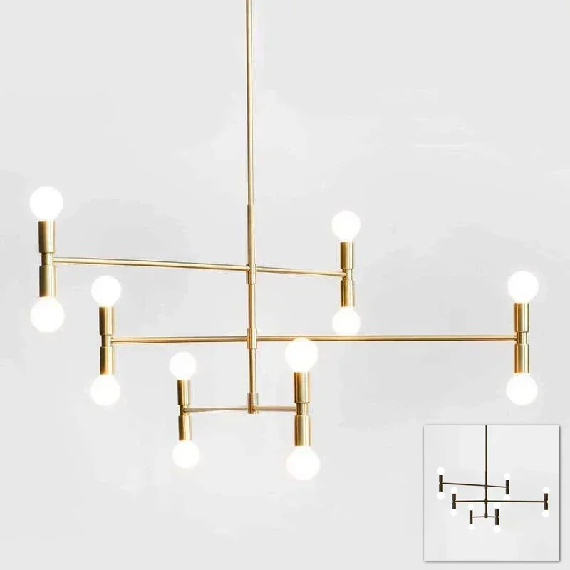 adjustable bronze Modern linear line ceiling chandelier light rotatable gold hanging  lamp for dinning living room foyer