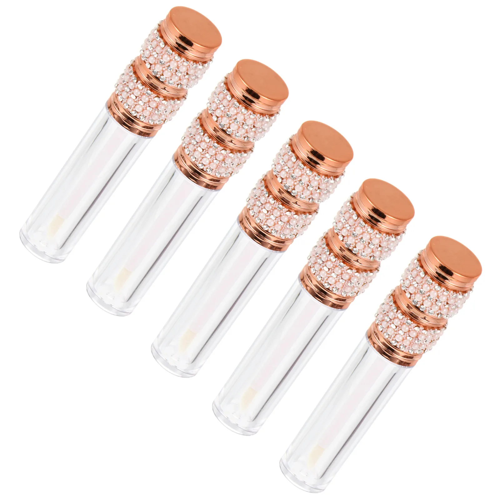 Tubes de brillant à lèvres rechargeables, 5 pièces, matériau Premium, petites bouteilles de baume à lèvres portables pour le stockage du rouge à lèvres, bouteille de rouge à lèvres