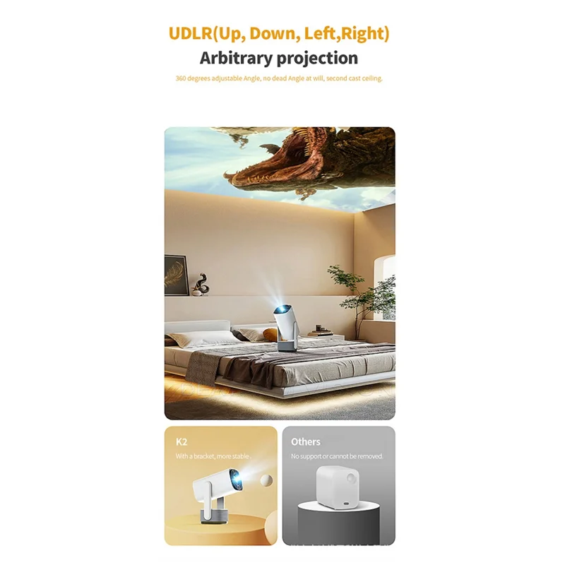 AS95-4K Wifi Projector K2 PTZ Smart Android11 Portable Home Theater Video LED Bluetooth Mini Projector