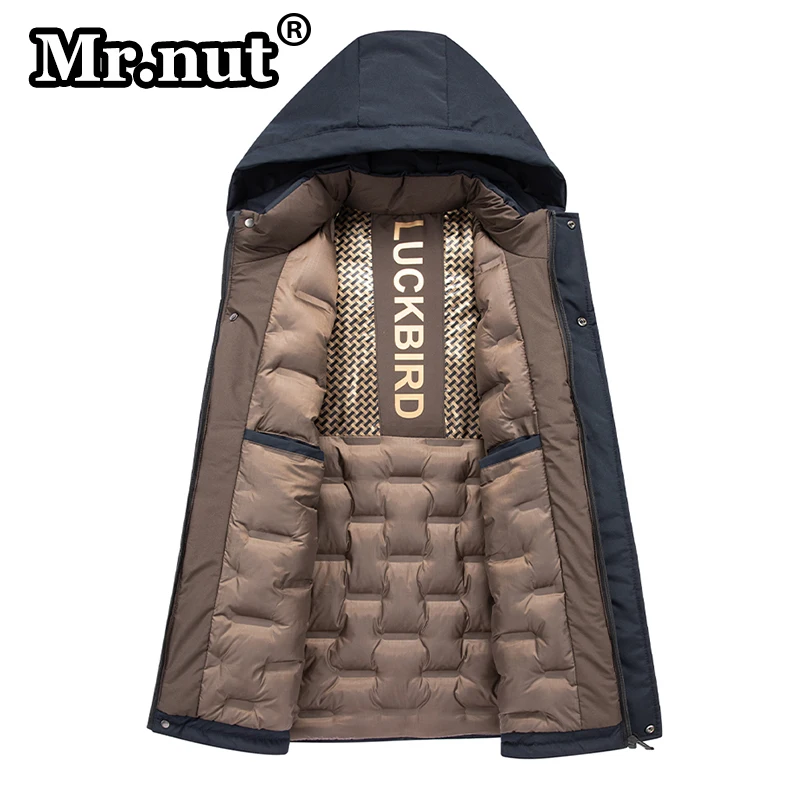 Mr.nut Autumn Winter Thermal Cotton-padded Jacket Men\'s Fashion Hooded Keep Warm Windbreak Jackets Loose Classic Style Male Coat