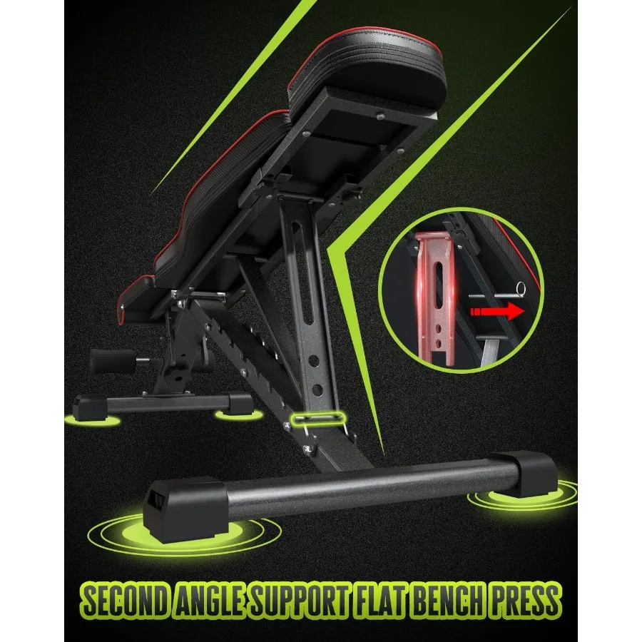 مقعد وزن قابل للتعديل لضغط مقاعد البدلاء مقعد تمرين مستقر عالي التحمل مقاعد وزن قابلة للطي للمنزل الصالة الرياضية انحدار الانحدار 90