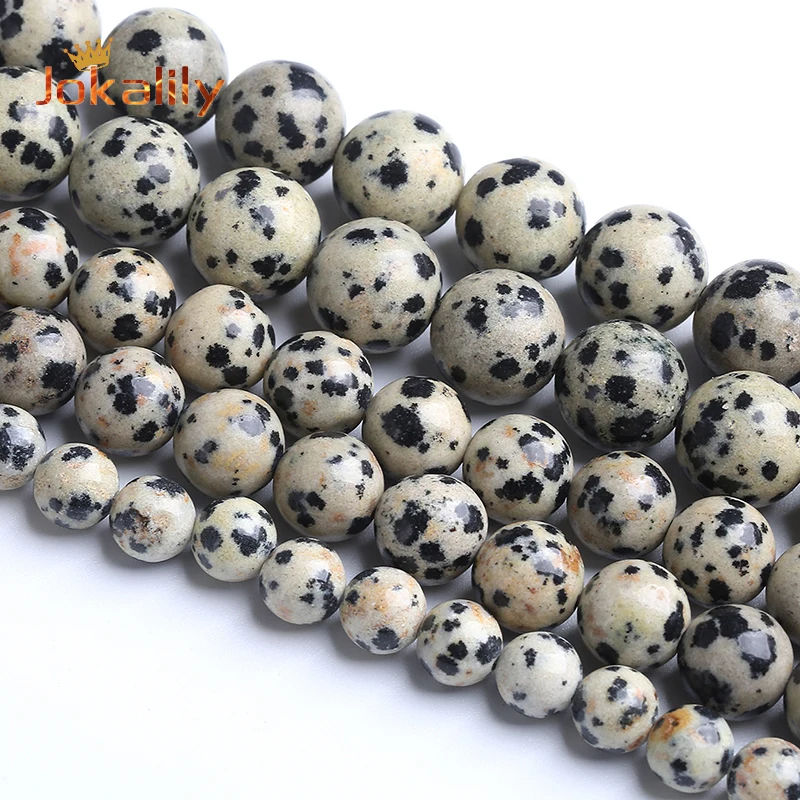 

Natural Black Dalmation Jaspers Stone Beads For Jewelry Making DIY Charms Bracelets Necklace Round Loose Beads 4 6 8 10 12mm 15"