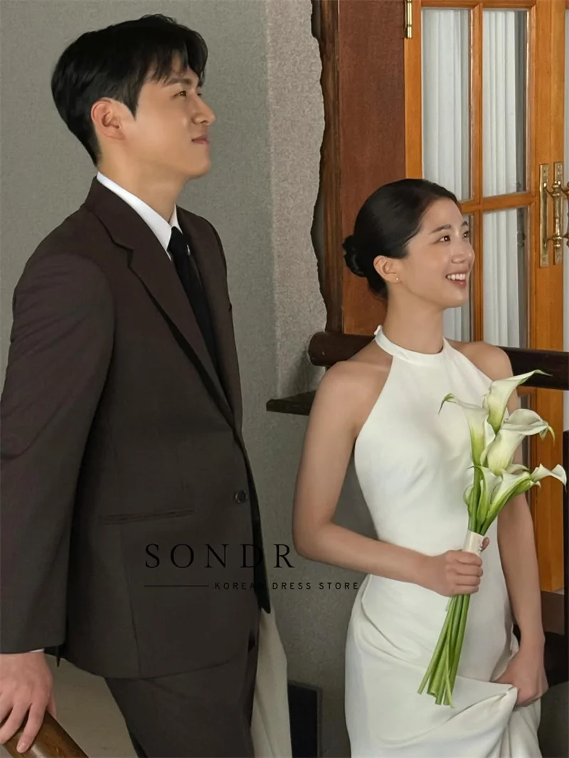 Sondr Customized Halter Backless Korean Wedding Dresses Elegant Sleeveless Bridal Party Dresses Photo Shoot Gown 2026 New