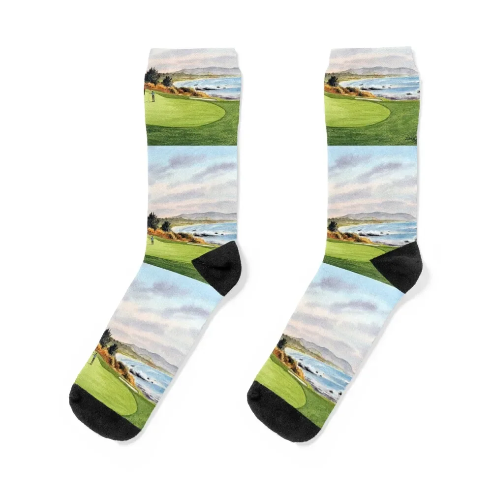 Pebble Beach Golf Course 8Th Green Putting Out Socks christmas stocking compression sports stockings Men's Socks Luxury Women's