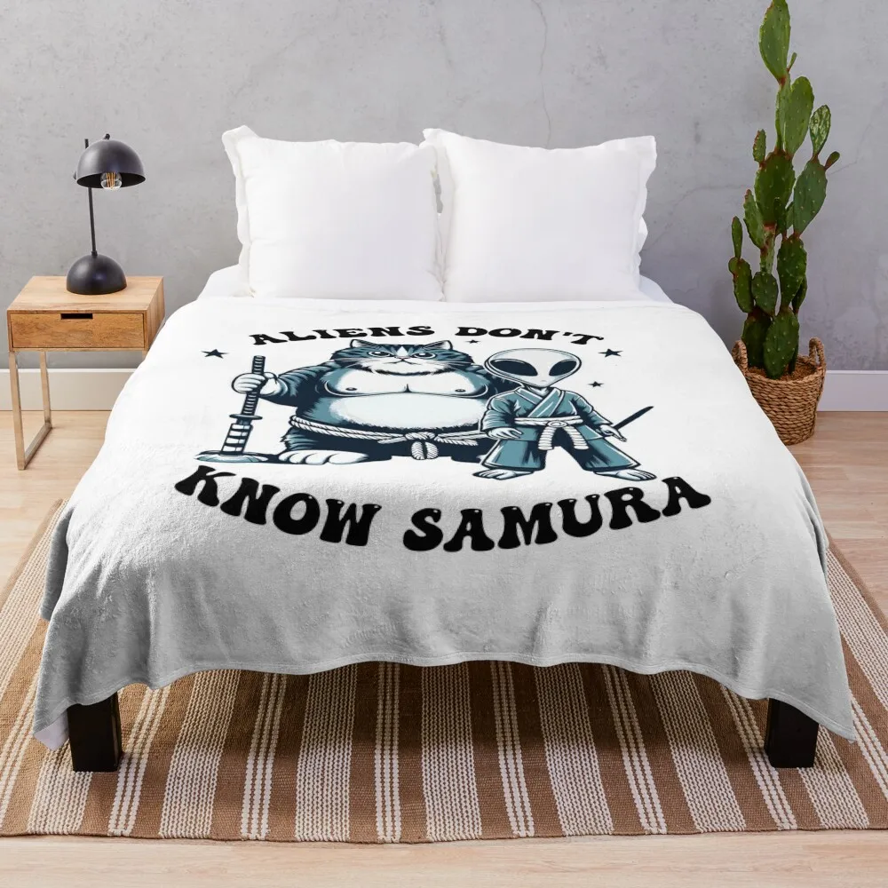 cute cat samo aliens don't know samura Throw Blanket Blankets For Bed funny gift Winter beds Soft Beds Blankets