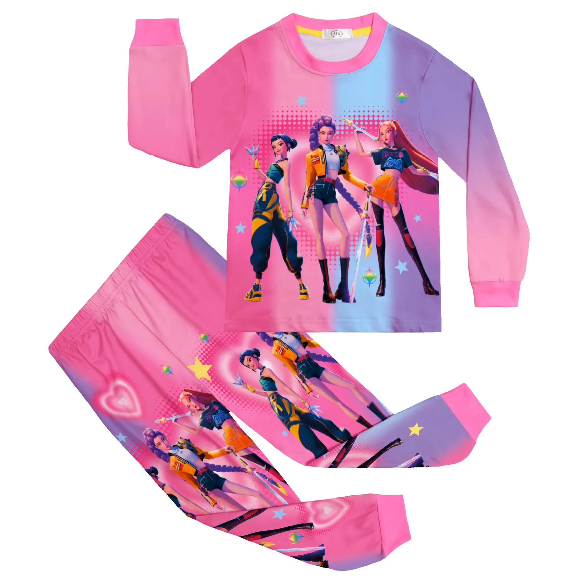 

Rumi Mira Zoey Cosplay Girls 3D Print T-Shirt and Pants KPop Anime Demon Hunters Costume Kids Halloween Carnival Party Sets