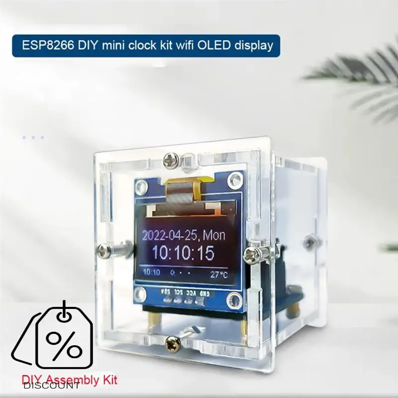 ABBN-ESP8266 Электронный комплект «сделай сам», мини-часы, OLED-дисплей, подключение с корпусом, проект пайки «сделай сам»