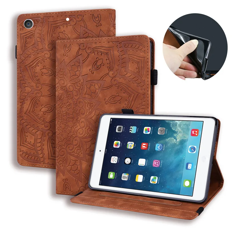 For iPad 2019 10 2 inch Cover Embossed Leather Wallet Tablet Cover For Funda iPad 10.2 Case For iPad 7th Generation Coque + Gift