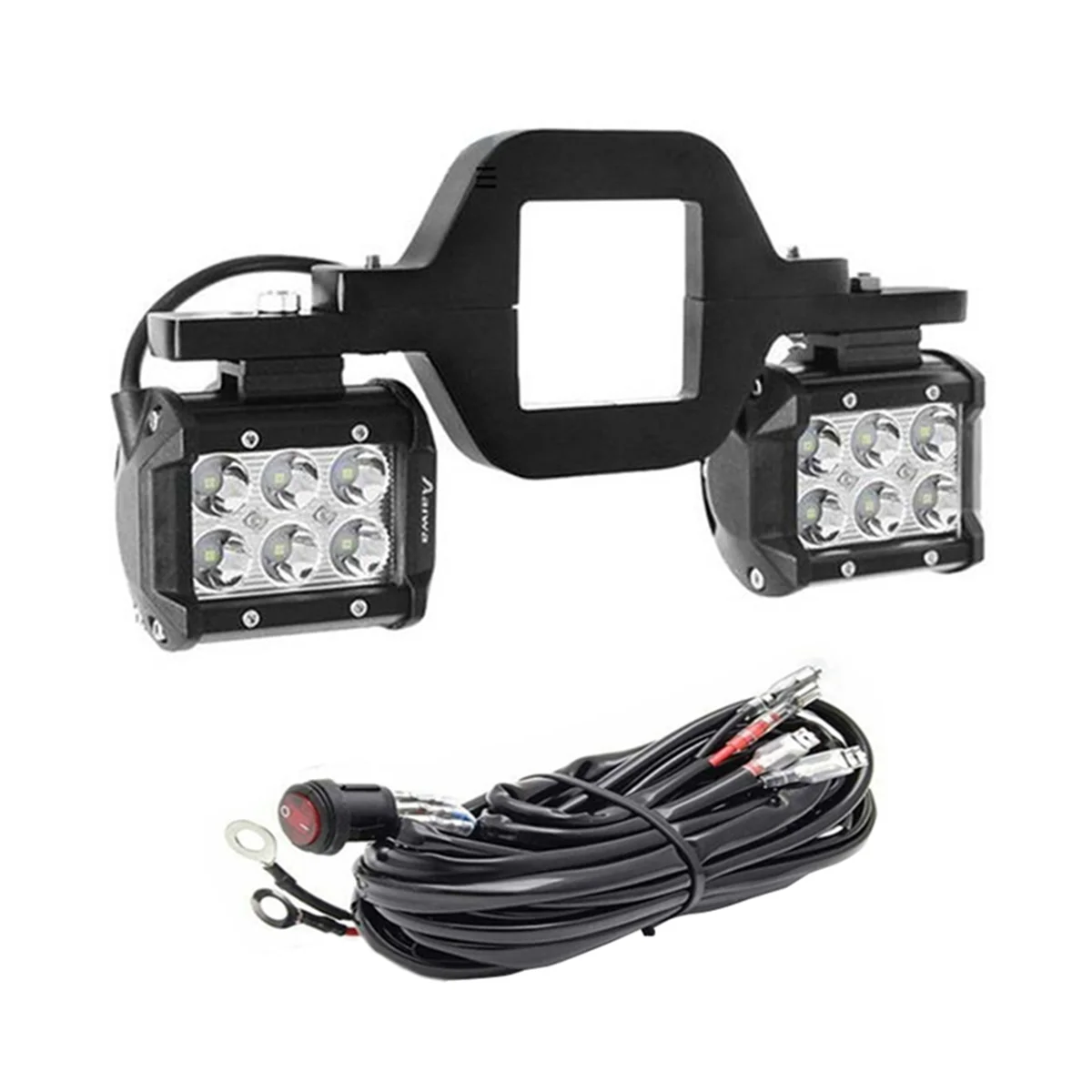 60W 4 Inch 6 LED Work Light Bar with Towing Hitch Mount Brackets for Truck Trailer SUV Pickup Offroad LED Pod Lights A