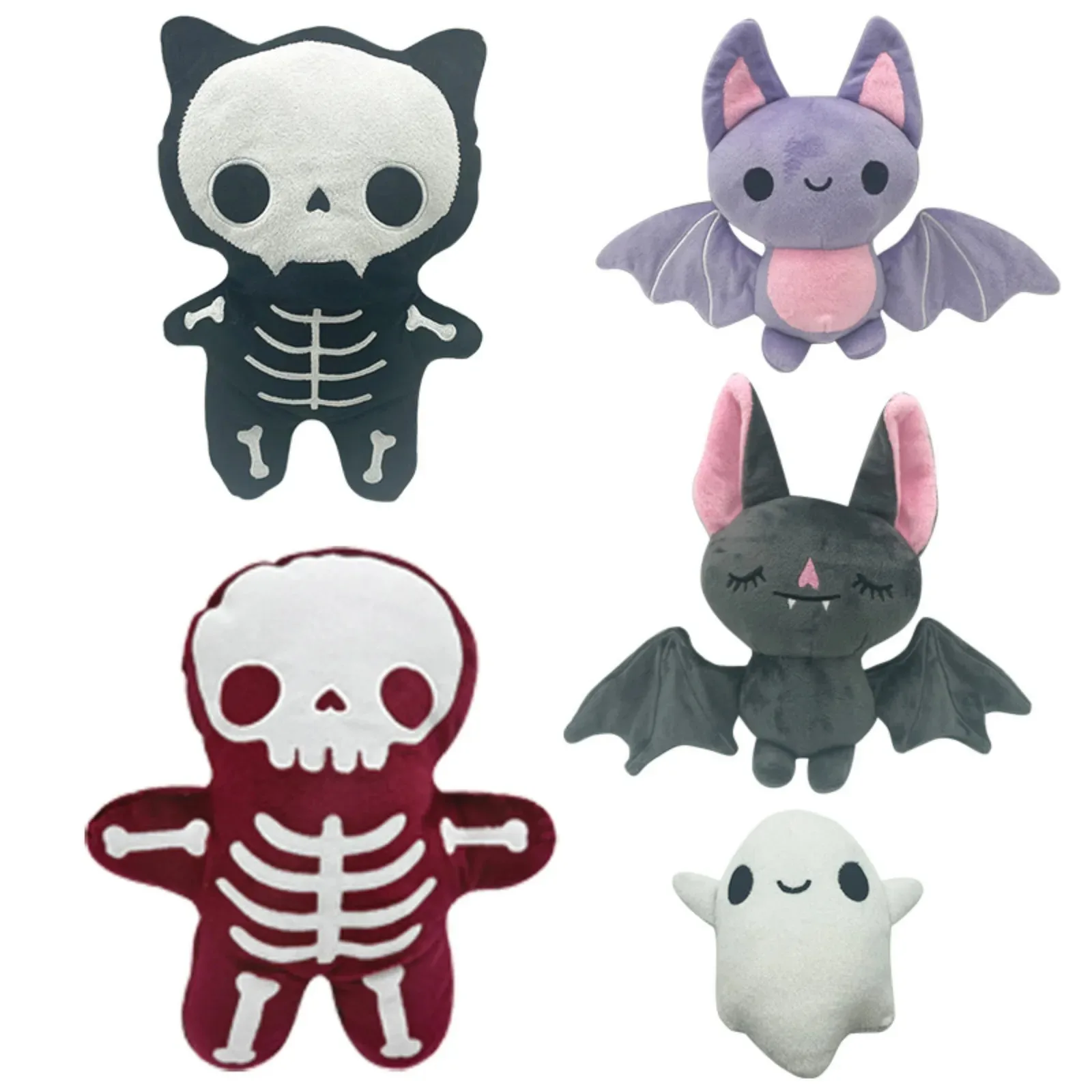 Halloween Plushies Mini Lavender Sleepy Bat Plush Toys Cute Cartoon Skeleton Cat Pillow Soft Ghost Models Halloween Kids Gifts