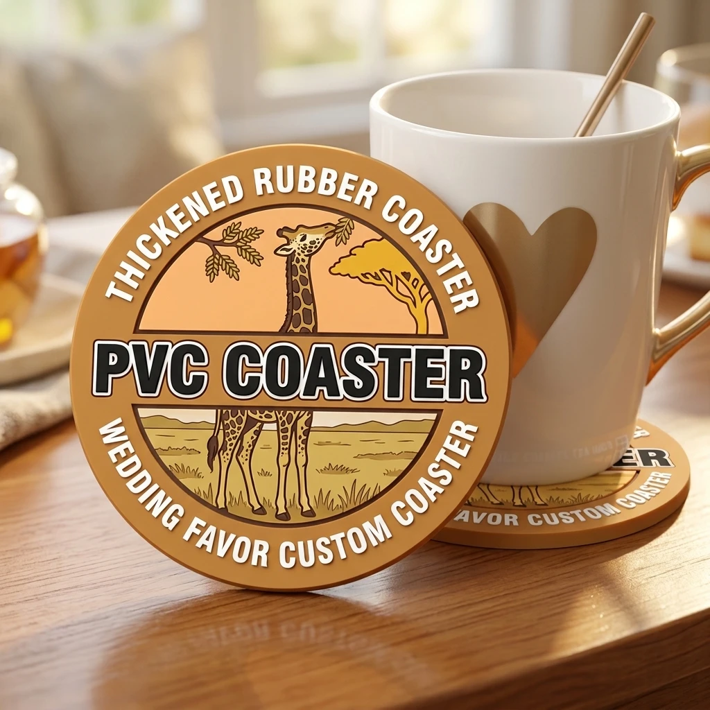 Custom Logo Round Soft Rubber PVC Drink Coaster Anti‑Slip Heat‑proof Cup Pad Household Table Protector