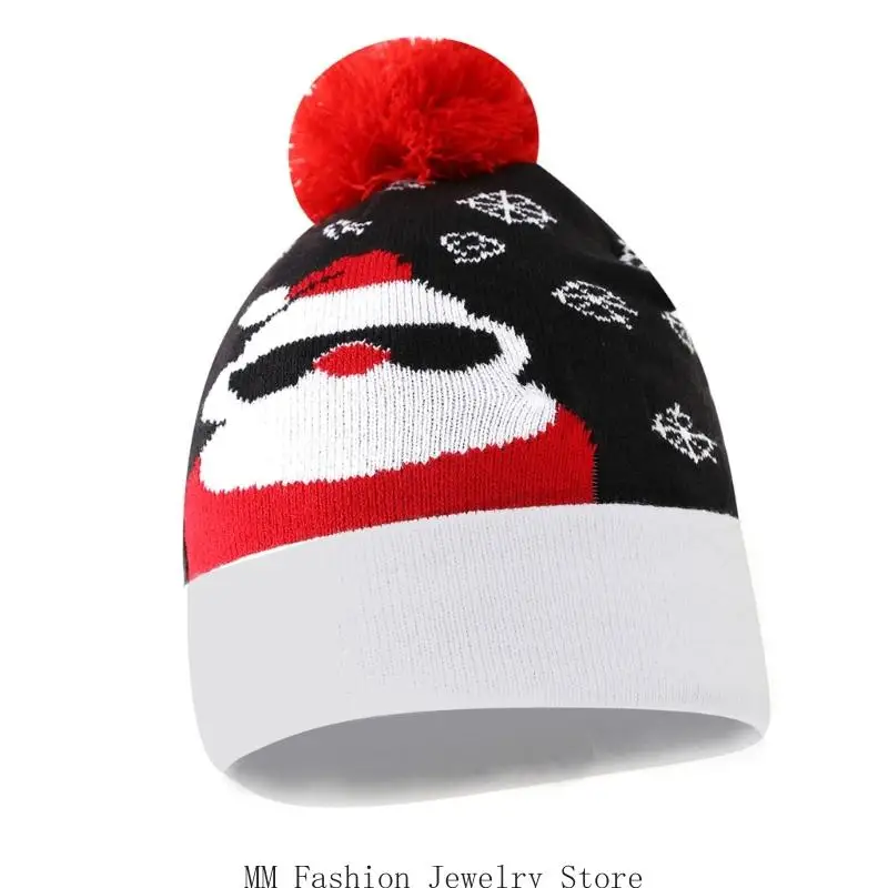 D0UB – chapeau à manchette en tricot, rayures colorées, père noël, Durable, léger, réglable