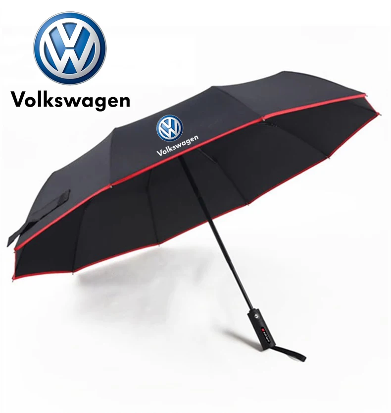 Car Automatic Folding Windproof Sunshade Umbrella For Volkswagen R Golf GTI Touareg Polo Passat R36 Scirocco Jetta Tiguan Touran