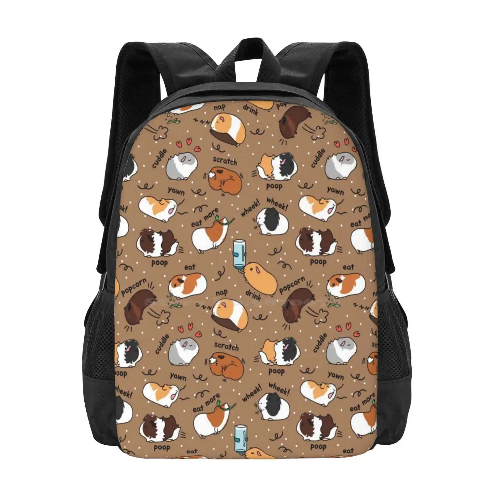 Guinea Pig Daily To - Do List - Brown Background Pattern Design Bag Student'S Backpack Cute Guinea Pig Guinea Pig Cute Funny Gui