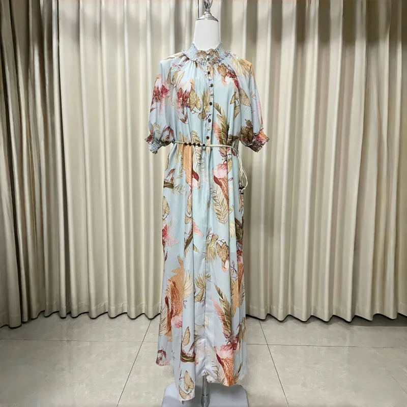 

Women's Dress Floral Linen Elegant Long Dresses Casual Vacation Beach Party Dresses Woman Clothing Fashion Summer Dresses 2025
