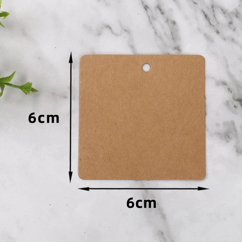 50pcs 6x6cm Square Kraft Paper Tags Garment Clothing Shoes Bags Hang Tag Gift Cards Blank Word Card Handmade Soap Tag Labels
