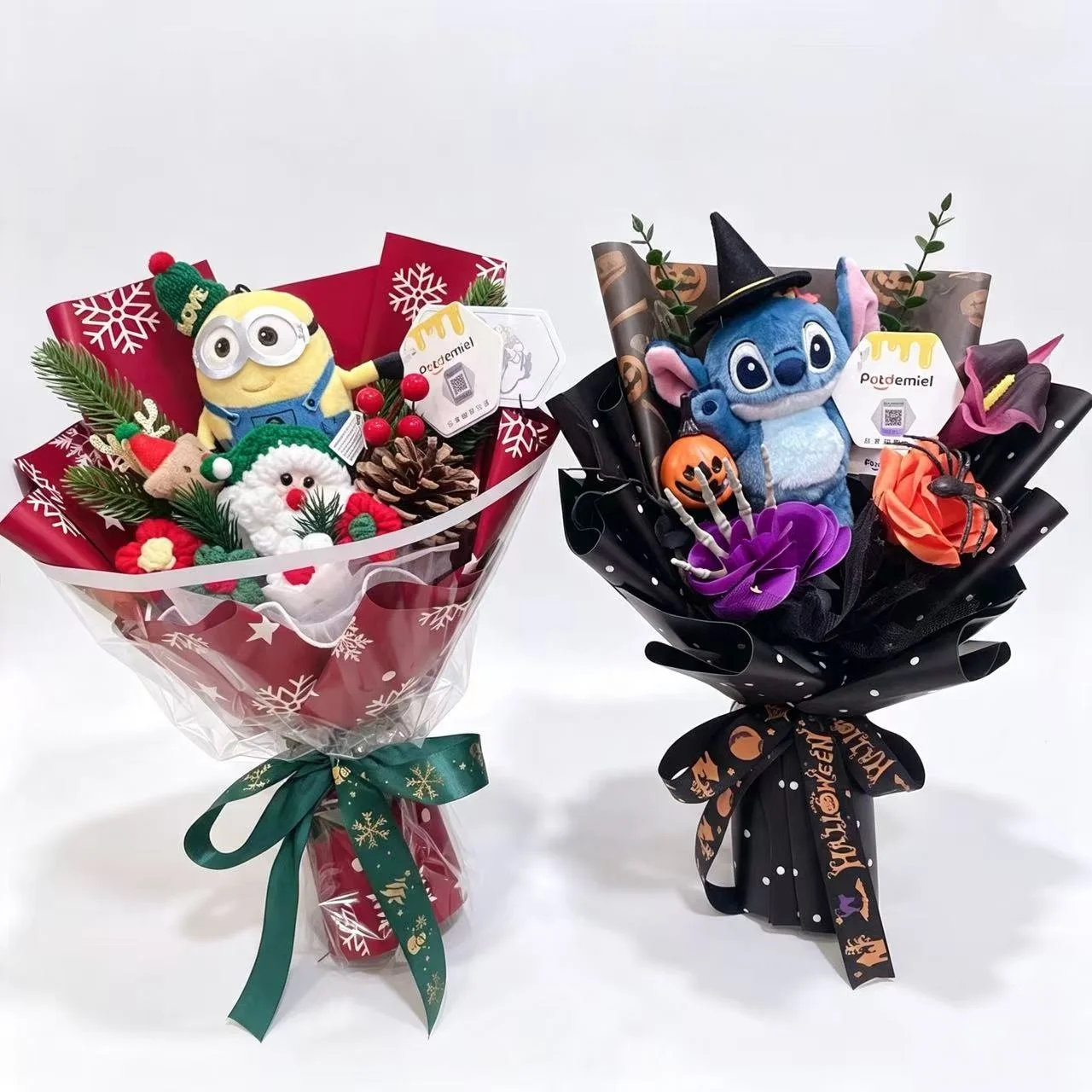 Genuine Stitch Micky Minions Pikachu Plush Dolls Anime Cartoon Cosplay Christmas Halloween Styles Creative Handmade Bouquets