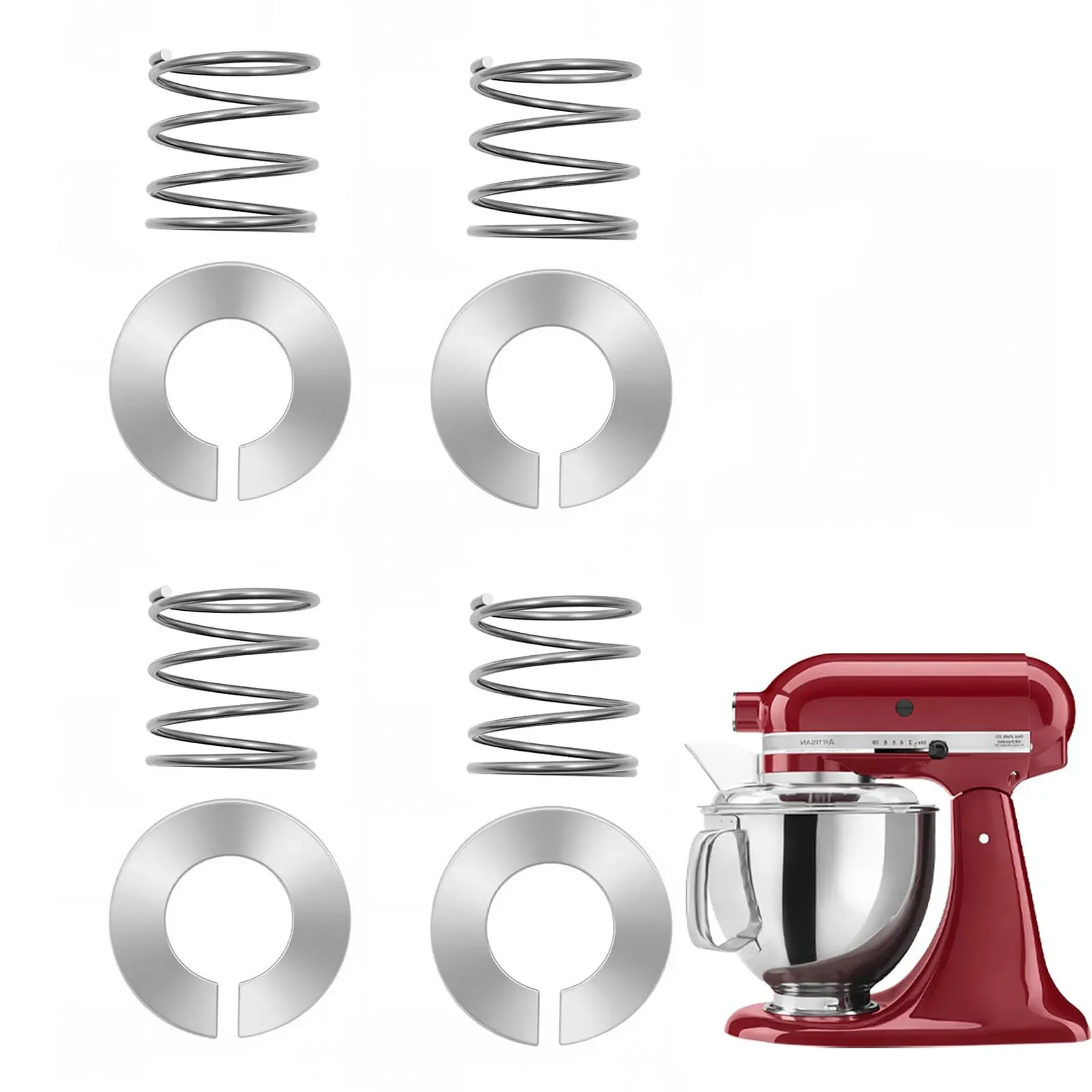 

4-piece set of stainless steel spring washers for kitchen vertical mixer, 3.5/4/5/6/7/8Qt kitchen auxiliary mixer accessories