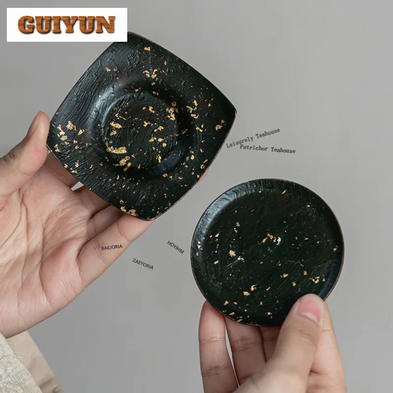 Purple Copper Lacquer Sprinkle Gold Coasters Creative Hot Pad For Coffee Cups Saucer Anti-scald Placemats Cup Holder Cha Craft