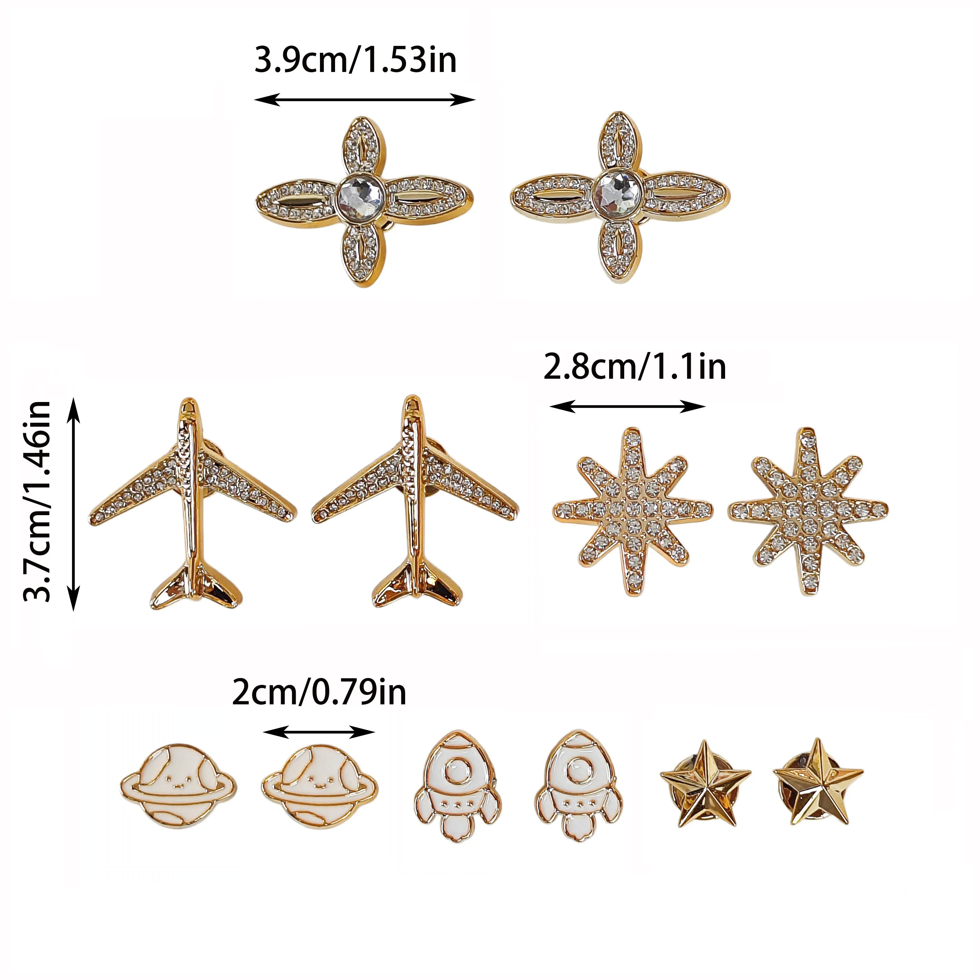 12Pcs DIY Shoe Decoration Charms with Shiny Stars, Airplanes, Rockets, and Planets. Non-Metallic Lightweight Material. Y2K Fashion Versatile Cute and Unique Style for Both Men and Women. Suitable for Eva Beach Shoes, Sandals, Removable Shoe Decorations, Holiday Gifts