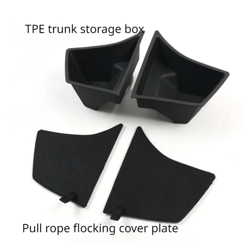 Car Trunk Side Storage Box Compatible For Model 3 Organizer Garbage Bins Flocking Mat Partition Board Stowing Tidying 2x