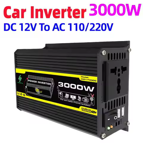 DC 12V To AC 110/220V Intelligent Power Inverter Dual USB Car Voltage Transformer 3000W Vehicle Smart Inverter for RV Caravan
