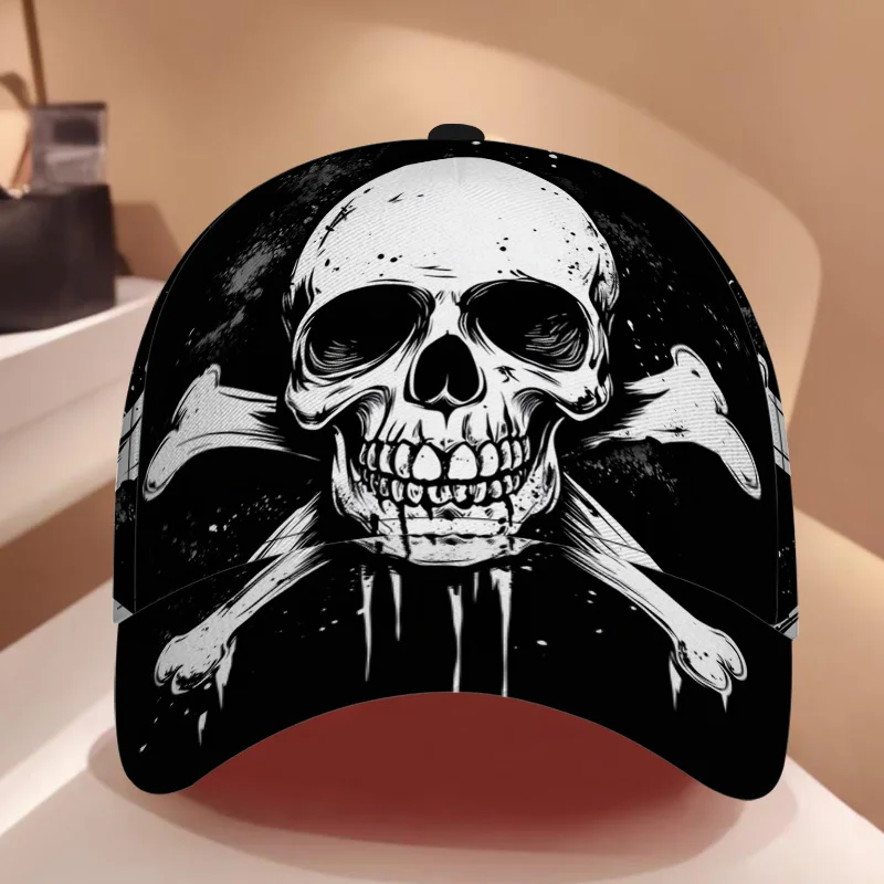Themed Baseball Cap Featuring a Skull And Crossbones Design a Casual Adjustable Duckbill Hat That Is Lightweight And Comfortable