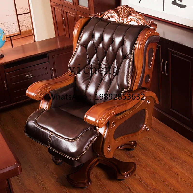 O-6   leather boss chair solid wood lifting universal whl reclining chair