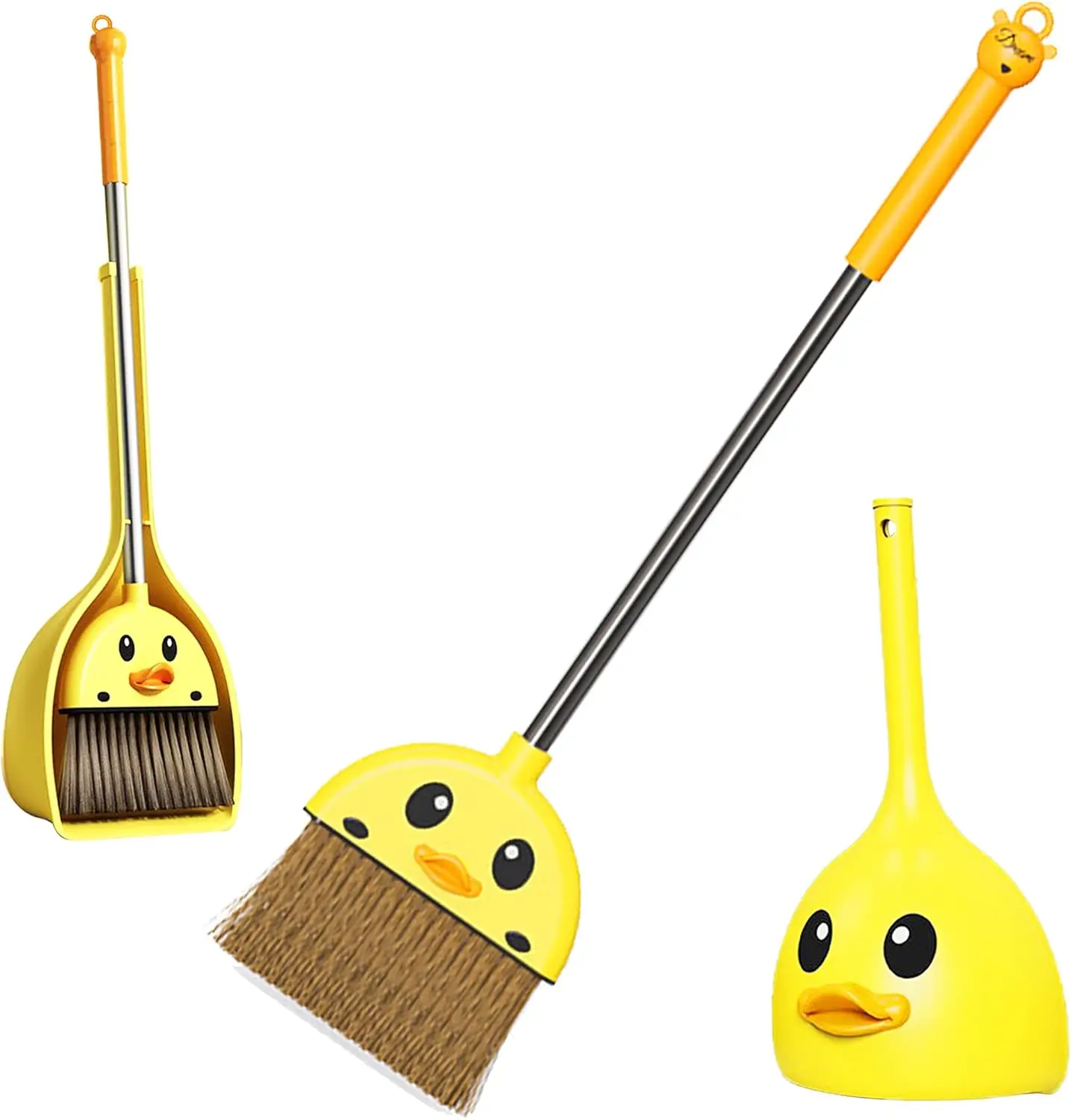 

Kids Broom and Dustpan Set, Yellow Duck Design, 22in Toddler Cleaning Toy for Boys Girls