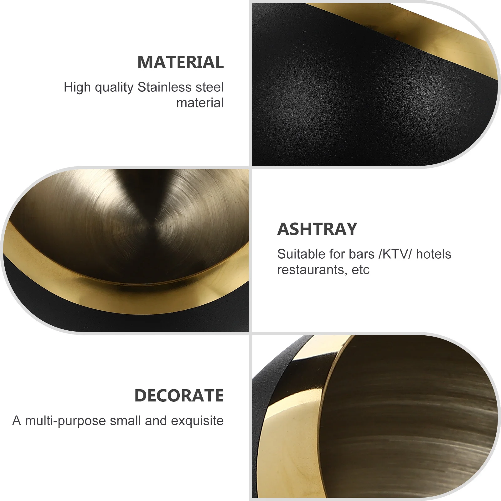 

Simple Ashtray Restaurant Use Delicate Metal Cigarette Butt Container Style Convenient Indoor Desktop Rounded Home