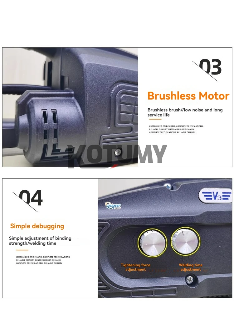 เครื่องรัดสายรัดอัตโนมัติ V3 แบบพกพา ใช้ไฟฟ้า สำหรับสายรัด PP PET บรรจุภัณฑ์ กล่อง แพลตเตอร์