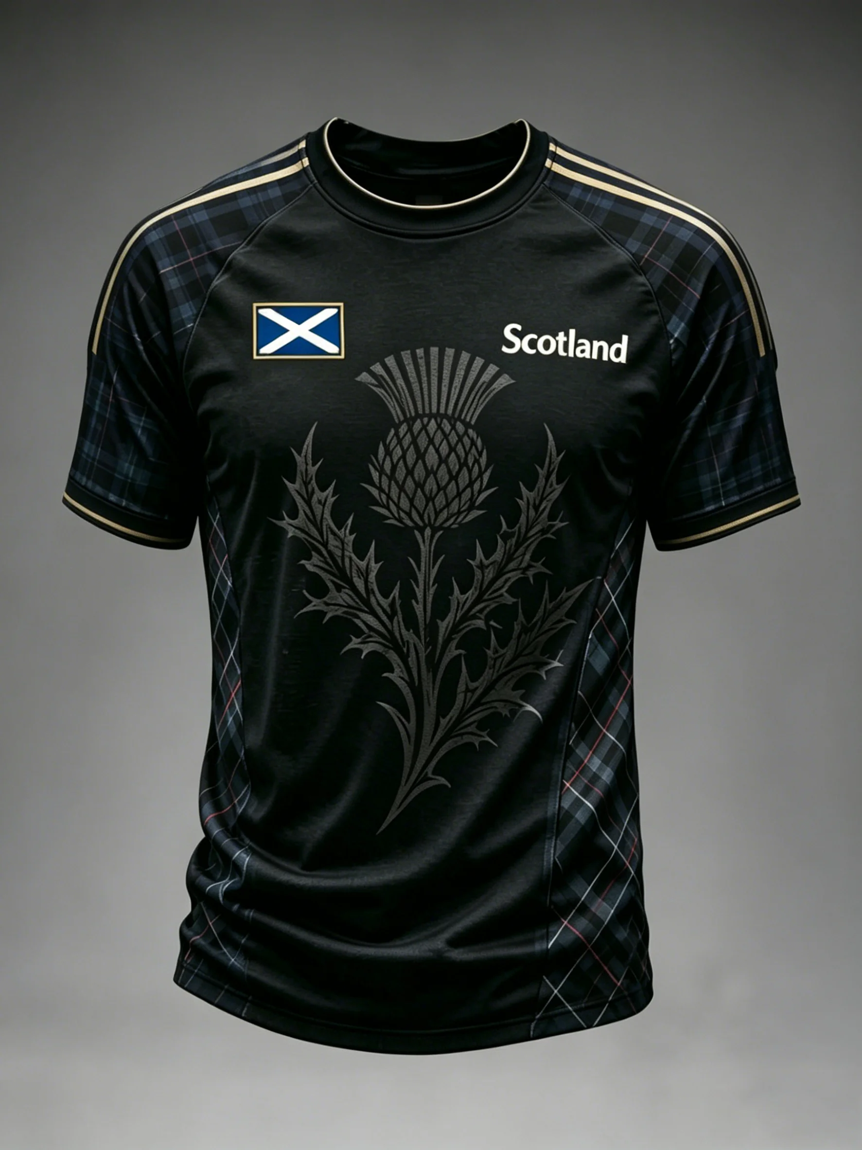 Men's Short-sleeved T-shirt Scottish-style 3D Printed Football Jersey Men's and Women's Identical Sports Shirt Harajuku Y2k